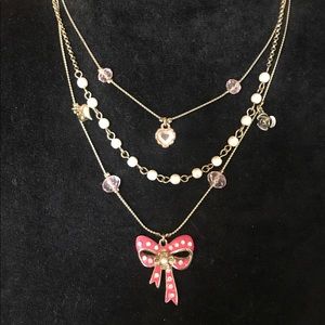 Betsey Johnson layered bow necklace